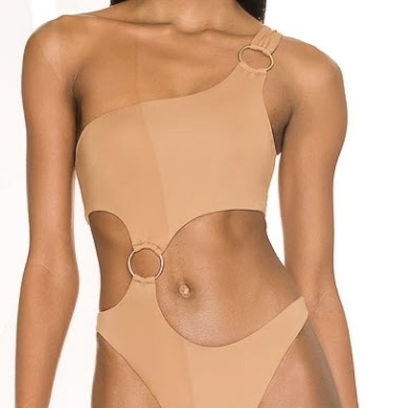NWT X TESSA BROOKS One Piece Swimsuit, Camel - Picture 1 of 9